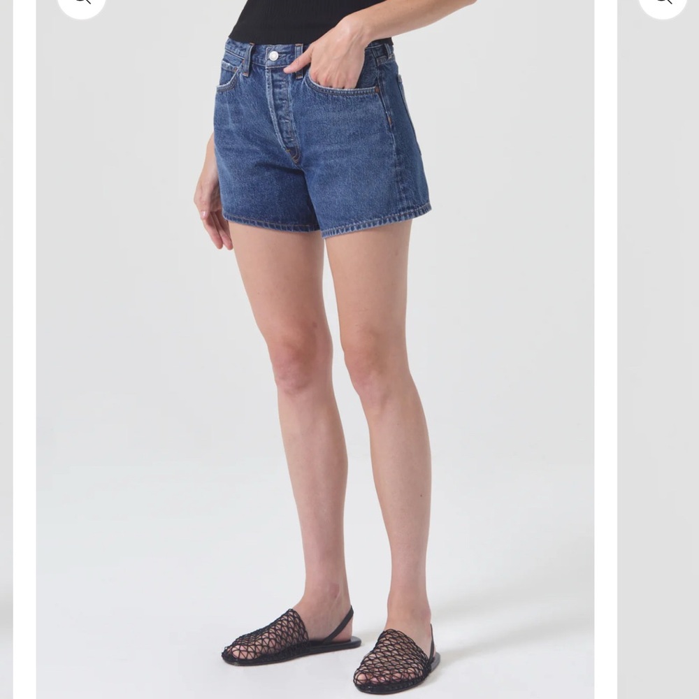 Agolde Mid-Blue Denim Jean Shorts